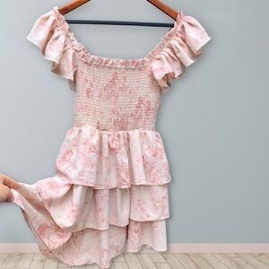Express Pink Floral Layered Dress Elegant Feminine Sweet Dress S